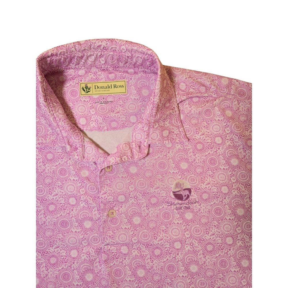 Donald Ross Sportswear Pink Patterned Polo Shirt Large View 2